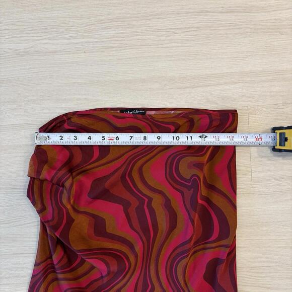 For Love And Lemons Eleanor Midi Skirt Satin Red Women’s Size M Vacation Resort - Picture 7 of 8